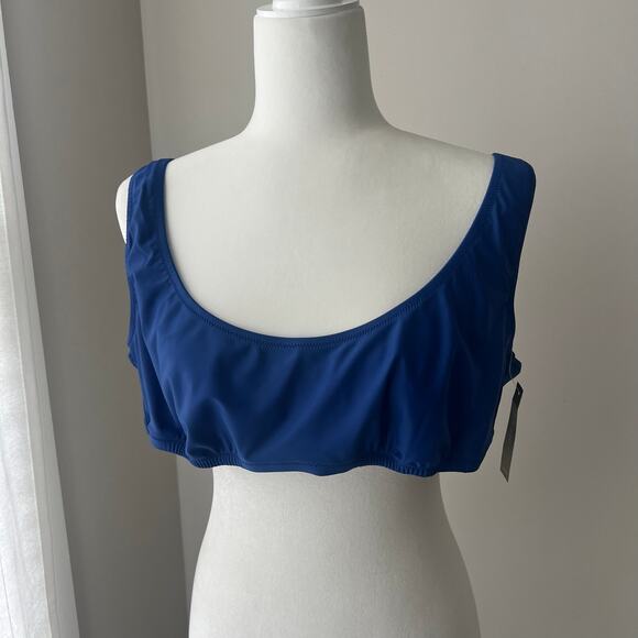 J. Crew Heritage Scoop Neck Bikini Top Womens 2X Blue Lined Adjustable - Picture 2 of 8